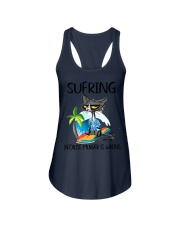 SURFING BECAUSE MURDER IS WRONG Ladies Flowy Tank tile