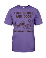 I LIKE SHARKS AND DOGS AND MAYBE 3 PEOPLE Premium Fit Mens Tee tile