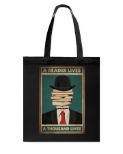 A READER LIVES A THOUSAND LIVES Tote Bag tile