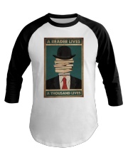 A READER LIVES A THOUSAND LIVES Baseball Tee tile