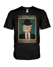 A READER LIVES A THOUSAND LIVES V-Neck T-Shirt tile