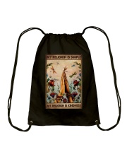 MY RELIGION IS SIMPLE Drawstring Bag tile