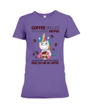 COFFEE SPELLED BACKWARDS IS EFFOC Premium Fit Ladies Tee tile