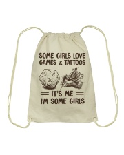 SOME GIRLS LOVE GAMES AND TATTOOS Drawstring Bag tile