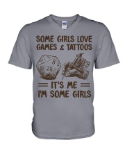 SOME GIRLS LOVE GAMES AND TATTOOS V-Neck T-Shirt tile