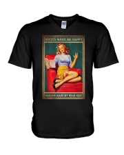 BOOK MAKES ME HAPPY HUMANS MAKE ME HEAD HURT V-Neck T-Shirt tile