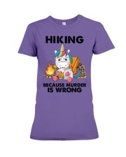 HIKING BECAUSE MURDER IS WRONG Premium Fit Ladies Tee tile
