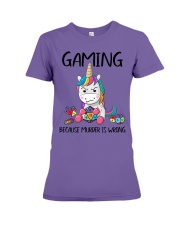 GAMING BECAUSE MURDER IS WRONG Premium Fit Ladies Tee tile