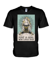 JUST A GIRL WHO LOVES YOGA V-Neck T-Shirt tile