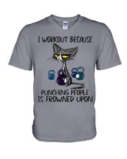I WORKOUT BECAUSE PUNCHING PEOPLE IS FROWNED UPON V-Neck T-Shirt tile