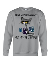 I LIKE WEIGHTS AND CATS AND MAYBE 3 PEOPLE Crewneck Sweatshirt tile