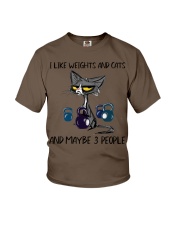 I LIKE WEIGHTS AND CATS AND MAYBE 3 PEOPLE Youth T-Shirt tile