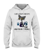I LIKE WEIGHTS AND CATS AND MAYBE 3 PEOPLE Hooded Sweatshirt front