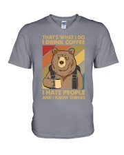 THAT'S WHAT I DO I DRINK COFFEE I HATE PEOPLE V-Neck T-Shirt tile