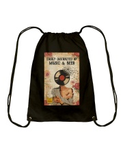 EASILY DISTRACTED BY MUSIC AND BEER Drawstring Bag tile