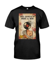 EASILY DISTRACTED BY MUSIC AND BEER Classic T-Shirt tile