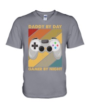 DADDY BY DAY GAMER BY NIGHT V-Neck T-Shirt tile