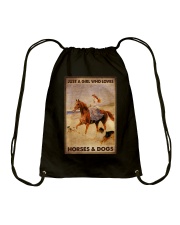 JUST A GIRL WHO LOVES HORSES AND DOGS Drawstring Bag tile