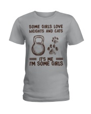 SOME GIRLS WITH WEIGHTS AND CATS Ladies T-Shirt tile