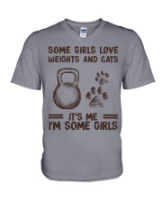 SOME GIRLS WITH WEIGHTS AND CATS V-Neck T-Shirt tile