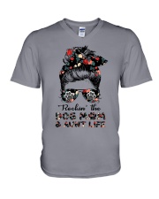 ROCKIN' THE DOG MOM AND AUNT LIFE V-Neck T-Shirt tile
