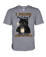 I DRINK SO I DON'T CHOKE PEOPLE V-Neck T-Shirt tile