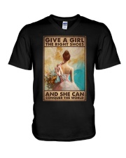 GIVE A GIRL THE RIGHT SHOES V-Neck T-Shirt tile