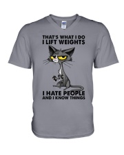 THAT'S WHAT I DO I LEFT WEIGHTS I HATE PEOPLE V-Neck T-Shirt tile