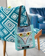 Hippie Bus Leather Pattern Print Custom Name All-over Tote aos-all-over-tote-lifestyle-front-01