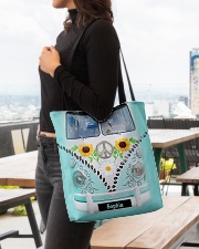 Hippie Bus Leather Pattern Print Custom Name All-over Tote aos-all-over-tote-lifestyle-front-04