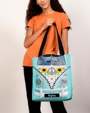 Hippie Bus Leather Pattern Print Custom Name All-over Tote aos-all-over-tote-lifestyle-front-06