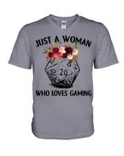 JUST A GIRL WHO LOVES GAMING V-Neck T-Shirt tile