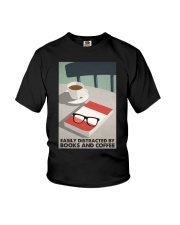 EASILY DISTRACTED BY BOOKS AND COFFEE Youth T-Shirt tile