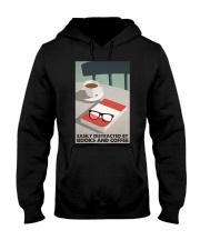 EASILY DISTRACTED BY BOOKS AND COFFEE Hooded Sweatshirt tile