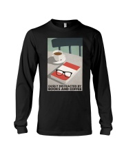 EASILY DISTRACTED BY BOOKS AND COFFEE Long Sleeve Tee tile