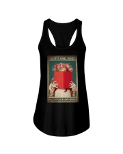 JUST A GIRL WHO HAS TATTOOS AND LOVES BOOKS Ladies Flowy Tank tile