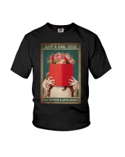 JUST A GIRL WHO HAS TATTOOS AND LOVES BOOKS Youth T-Shirt tile