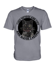 I LIKE TATTOOS AND CATS V-Neck T-Shirt tile