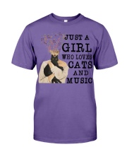 JUST A GIRL WHO LOVES CATS AND MUSIC Premium Fit Mens Tee tile