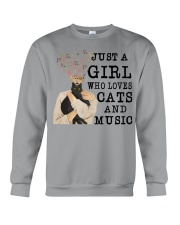JUST A GIRL WHO LOVES CATS AND MUSIC Crewneck Sweatshirt tile