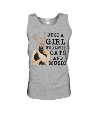 JUST A GIRL WHO LOVES CATS AND MUSIC Unisex Tank tile