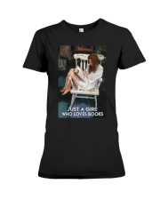 JUST A GIRL WHO LOVES BOOKS Premium Fit Ladies Tee tile