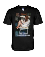 JUST A GIRL WHO LOVES BOOKS V-Neck T-Shirt tile