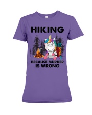 HIKING BECAUSE MURDER IS WRONG Premium Fit Ladies Tee tile