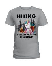 HIKING BECAUSE MURDER IS WRONG Ladies T-Shirt tile