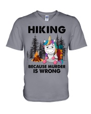 HIKING BECAUSE MURDER IS WRONG V-Neck T-Shirt tile