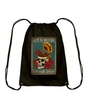 LIFE IS BETTER WITH MUSIC AROUND Drawstring Bag tile