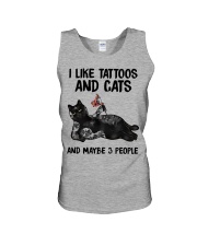I LIKE TATTOOS AND CATS AND MAYBE 3 PEOPLE Unisex Tank tile