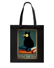 EASILY DISTRACTED BY BOOKS AND CATS Tote Bag tile