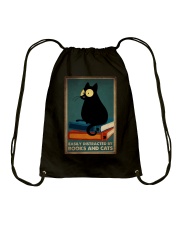 EASILY DISTRACTED BY BOOKS AND CATS Drawstring Bag tile